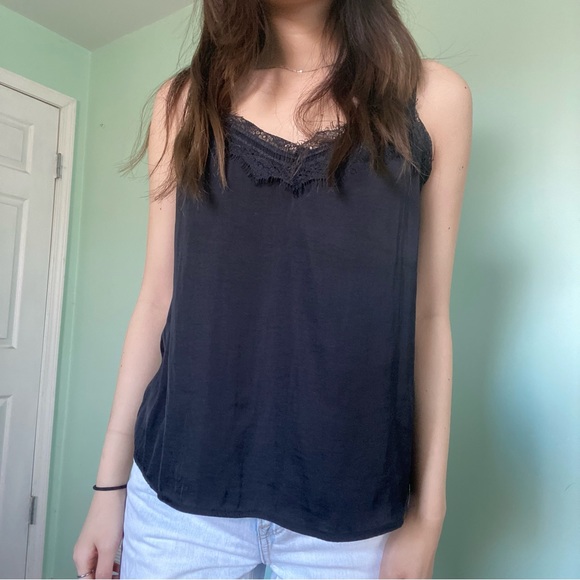 Hollister Tops - black satin tank top